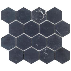 Jeffrey Court Midnight Hex Black 10.875 in. x 9.5 in. Honed Marble Wall and Floor Mosaic Tile (0.717 sq. ft./Each) (95878)