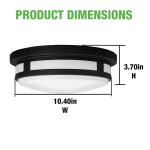 Hampton Bay 11 in. Round Black Indoor Outdoor LED Flush Mount Ceiling Light Adjustable CCT 830 Lumens Wet Rated Front or Side Door (54471291)