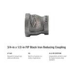 Southland 3/4 in. x 1/2 in. Black Malleable Iron FPT x FPT Reducing Coupling Fitting (521-343HN)