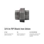 Southland 3/4 in. Black Malleable Iron FPT x FPT Union Fitting (521-704HN)