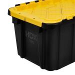 HDX 12 Gal. Tough Storage Flip Top Tote in Black with Yellow Lid (999-12G-FLP-HDX)
