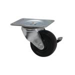 Everbilt 3 in. Black Soft Rubber and Steel Swivel Plate Caster with Locking Brake, 175 lb. Load Rating (49511)