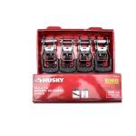 Husky 12 ft. x 1 in. Ratchet Tie-Down Straps with S-Hook (4-Pack) (FH0829)