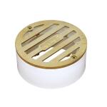 NDS 3 in. Brass Round Drainage Grate with PVC Collar (909B)