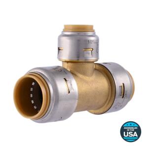 SharkBite Max 3/4 in. x 3/4 in. x 1/2 in. Push-to-Connect Brass Reducing Tee Fitting (UR412A)