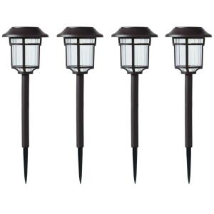 Hampton Bay Bellingrath 10 Lumen Bronze LED Weather Resistant Outdoor Solar Path Light with Plastic Lens 4-Pack (P3100-01-12)