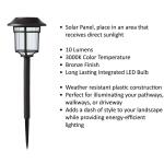 Hampton Bay Bellingrath 10 Lumen Bronze LED Weather Resistant Outdoor Solar Path Light with Plastic Lens 4-Pack (P3100-01-12)
