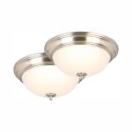 Commercial Electric 13 in. 180-Watt Equivalent Brushed Nickel Integrated LED Flush Mount with Frosted Glass Shade (2-Pack) (JAL8011L/BN)