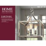 Hampton Bay Boswell Quarter 14 in. 3-Light Brushed Nickel Farmhouse Square Chandelier with Painted Weathered Gray Wood Accents (7948HDCDI)