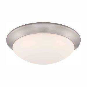 Hampton Bay Stetson 11 in. 1-Light Brushed Nickel Integrated LED Selectable CCT Flush Mount with Frosted White Glass Diffuser (HB1022C-5CCT-35)