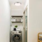 Hampton Bay Stetson 11 in. 1-Light Brushed Nickel Integrated LED Selectable CCT Flush Mount with Frosted White Glass Diffuser (HB1022C-5CCT-35)