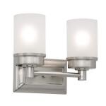 Hampton Bay Cade 11.7 in. 2-Light Brushed Nickel Bathroom Vanity Light Fixture with Frosted Glass Shades (NB23307)