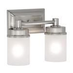Hampton Bay Cade 11.7 in. 2-Light Brushed Nickel Bathroom Vanity Light Fixture with Frosted Glass Shades (NB23307)