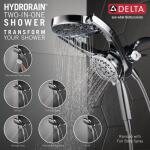 Delta HydroRain Two-in-One 4-Spray Patterns 6 Inch Wall Mount Dual Shower Heads with MagnaTite