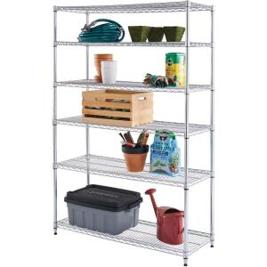 HDX 6-Tier Commercial Grade Heavy Duty Steel Wire Shelving Unit in Chrome (48 in. W x 72 in. H x 18 in. D) (HD18481302PS-1)