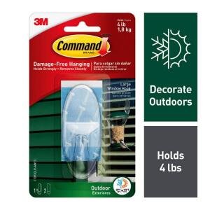 Command 4 lb. Large Clear Outdoor Window Hook (1 Hook, 2 Water Resistant Strips) (17093CLR-AW)