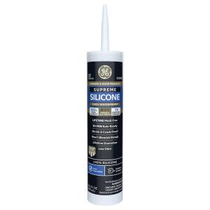 GE Supreme Silicone Caulk 10.1 oz Window and Door Sealant Clear (2814816)