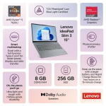 Lenovo IdeaPad Slim 3 15.6", Ryzen 5-7520U, 8GB RAM, 256GB SSD, Arctic Grey