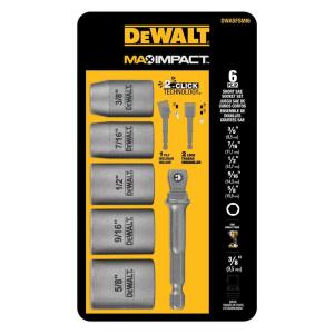 DEWALT 3/8 in. MAX Impact Carbon Steel Drive Socket Set (6-Piece) with 1/4 in.Adapter