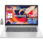 HP 17.3" FHD, i3-1215U, 8GB RAM, 256GB SSD, Win 11 Pro, Numeric Keypad, Silver + 32GB USB