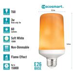 EcoSmart 3-Watt Equivalent T60 Cylinder Flame Effect Design E26 Medium Base LED Light Bulb Amber 1-Pack (C/FLAME2/LED/ESM)