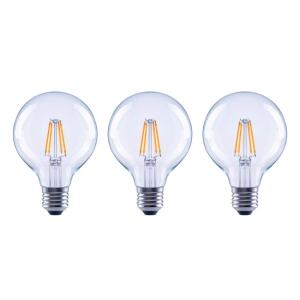 EcoSmart 40-Watt Equivalent G25 Globe Dimmable ENERGY STAR Clear Glass Filament LED Vintage Edison Light Bulb Daylight 3-Pack (FG-03398)