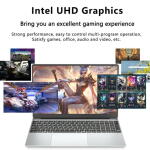 KUU 15.6" Laptop, Intel Celeron N5095, 16GB RAM, 512GB SSD, FHD, Backlit Keyboard, Silver