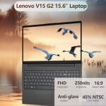 Lenovo V15 15.6" FHD Laptop, Intel Dual-Core, 8GB RAM, 128GB SSD, Windows 11 Home, Black