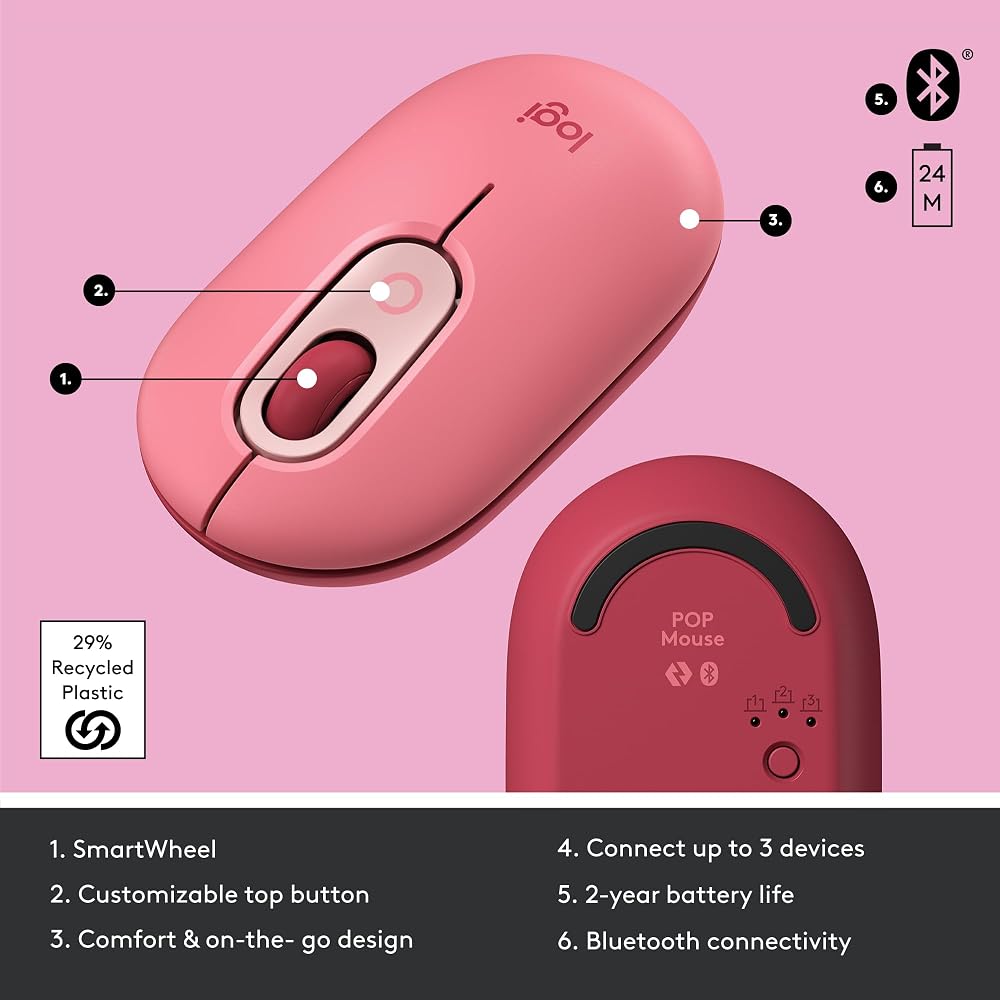 Logitech POP Mouse, Compact and Portable Wireless Bluetooth - Image 6