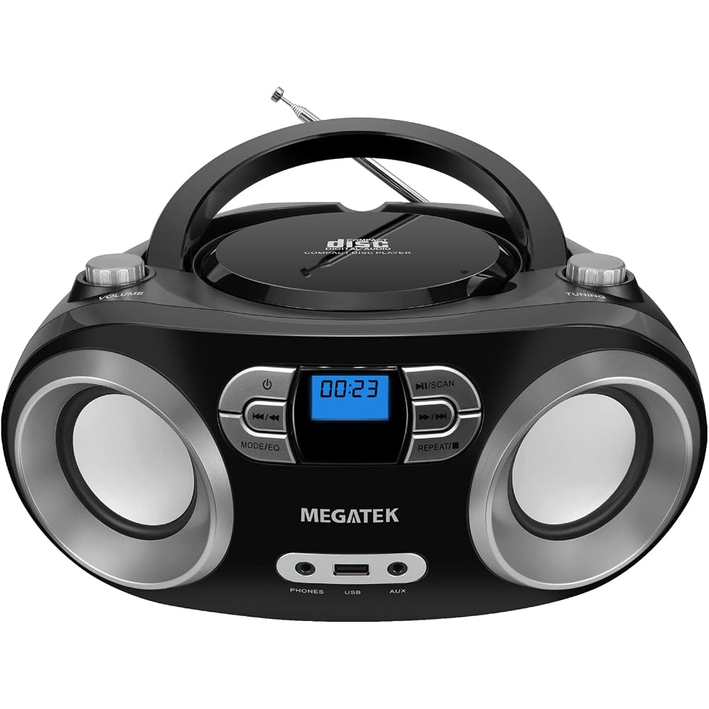 MEGATEK Portable CD Player Boombox with Bluetooth & FM Radio - Image 1