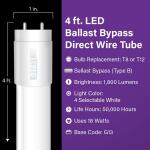 Feit Electric 18-Watt 4 ft. T8/T12 G13 Type B Ballast Bypass Linear LED Tube Light Bulb, Selectable White 10-Pack (T4815/4CCT/B/LED/10)
