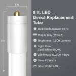 Feit Electric 40-Watt 8 ft. T8 FA8 Single Pin Type A Plug and Play Linear LED Tube Light Bulb, Cool White 4000K 2-Pack (T96/840/LED/2)