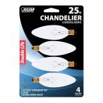 Feit Electric 25-Watt B10 E12 Clear Blunt Tip Double Life Incandescent Light Bulb, Soft White 2700K 4-Pack (BP25CTC/DL/4)