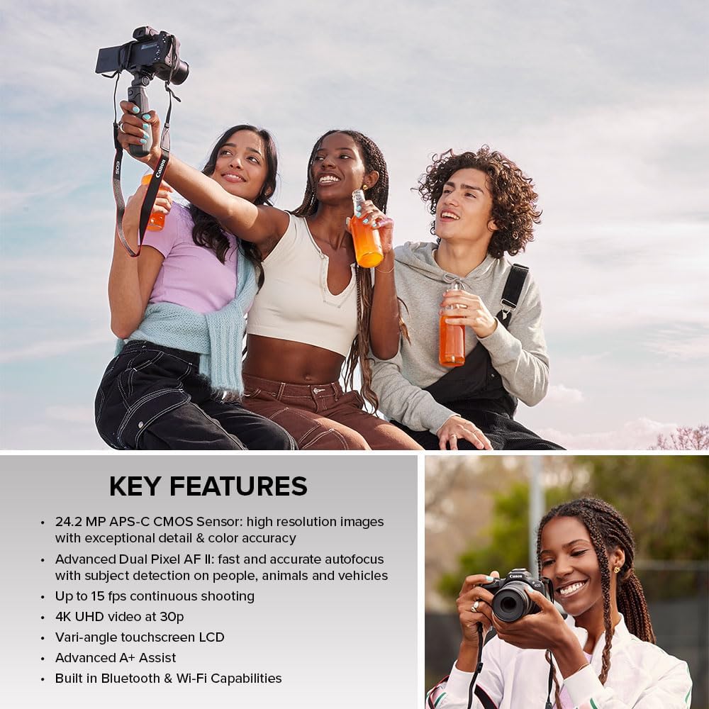 Canon EOS R50 Mirrorless Camera Kit with (RF-S 18–45mm) 24.2MP 4K Vlogging Black - Image 2