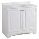 Glacier Bay 37 in. W x 19 in. D x 35 in. H White Single Sink Freestanding Bath Vanity with White Cultured Marble Top