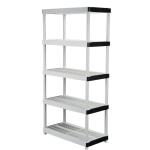 HDX 5-Tier Easy Assembly Multi-purpose Plastic Garage Storage Shelving Unit in Gray (36 in. W x 72 in. H x 18 in. D) (127932)