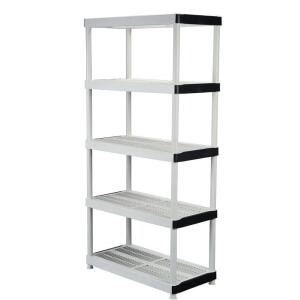 HDX 5-Tier Easy Assembly Multi-purpose Plastic Garage Storage Shelving Unit in Gray (36 in. W x 72 in. H x 18 in. D) (127932)