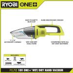 RYOBI ONE+ 18V Cordless Wet/Dry Hand Vacuum (Tool Only) (PCL702B)