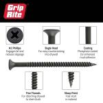 Grip-Rite #6 x 1-1/4 in. #2 Phillips Bugle Head Fine Thread Drywall Screws 1 lb. Box (114DWS1)