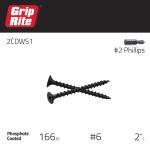 Grip-Rite #6 x 2 in. #2 Phillips Bugle Head Coarse Thread Sharp Point Drywall Screws 1 lb. Box (2CDWS1)