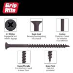 Grip-Rite #8 x 3 in. #2 Phillips Bugle Head Coarse Thread Drywall Screws 5 lb. Box (3CDWS5)