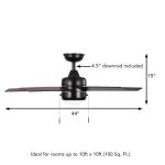 Hampton Bay Mena 44 in. LED Indoor/Outdoor Matte Black Ceiling Fan with Light Kit and Reversible Blades Included (92404)