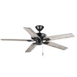 Hampton Bay Bayfield 52 in. Indoor Matte Black Dry Rated Downrod Ceiling Fan with 5 Reversible Blades (52193)