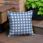 Hampton Bay 18 x 18 Outdoor Square Throw Pillow with Flange in Watercolor Gingham Lake (HR13T05B-9D4)