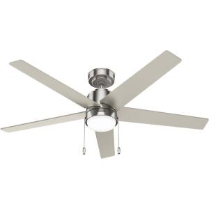 Hunter Mansilla 52 in. Indoor Brushed Nickel Standard Ceiling Fan with Soft White Integrated LED Light Kit (52752)