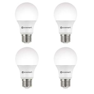 EcoSmart 100-Watt Equivalent A19 Non-Dimmable LED Light Bulb Daylight 4-Pack (A7A19A100WUL03)