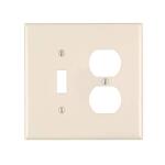 Leviton 2-Gang Light Almond 1-Toggle / 1-Duplex Outlet/Receptacle Nylon Midway/Midsize Wall Plate (1-Pack) - R56-0PJ18-00T)