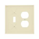 Leviton 2-Gang Light Almond 1-Toggle / 1-Duplex Outlet/Receptacle Nylon Midway/Midsize Wall Plate (1-Pack) - R56-0PJ18-00T)