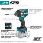 Makita 40V max XGT Brushless Cordless 4-Speed Mid-Torque 1/2 in. Impact Wrench w/Detent Anvil (Tool Only) (GWT08Z)