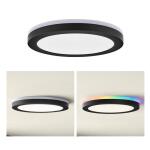 Commercial Electric 12 in. LED Flush Mount Smart CCT and RGB Selectable Matte Black Finish with Night Light (LCN3002LM-01 MB)